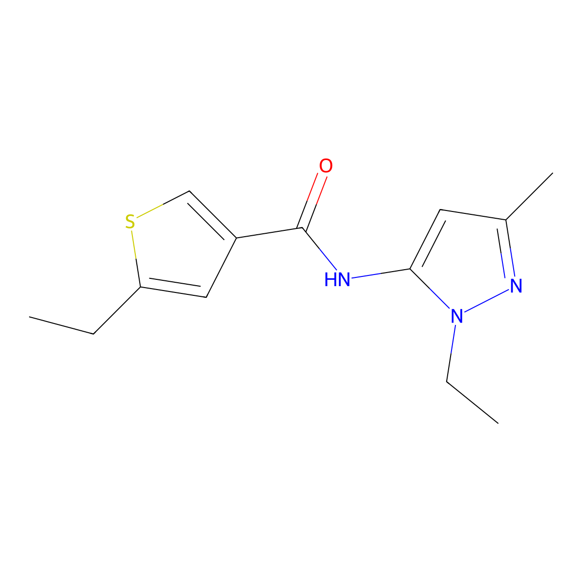5-Ethyl-N-(1-ethyl-3-methyl-1H-pyrazol-5-yl)-3-thiophenecarboxamide molecular structure, CAS 1006349-21-8