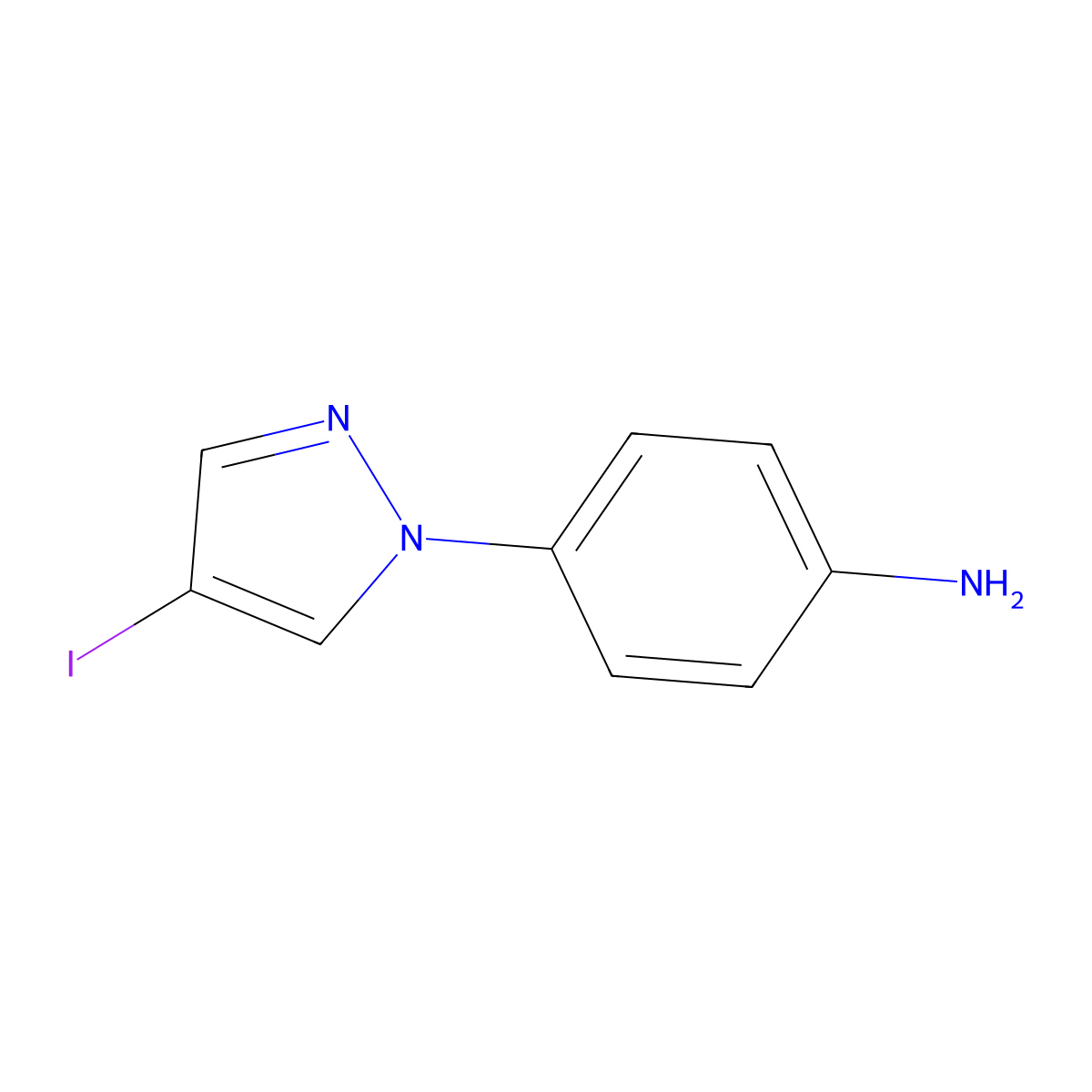 4-(4-iodo-1H-pyrazol-1-yl)aniline molecular structure, CAS 1006349-77-4