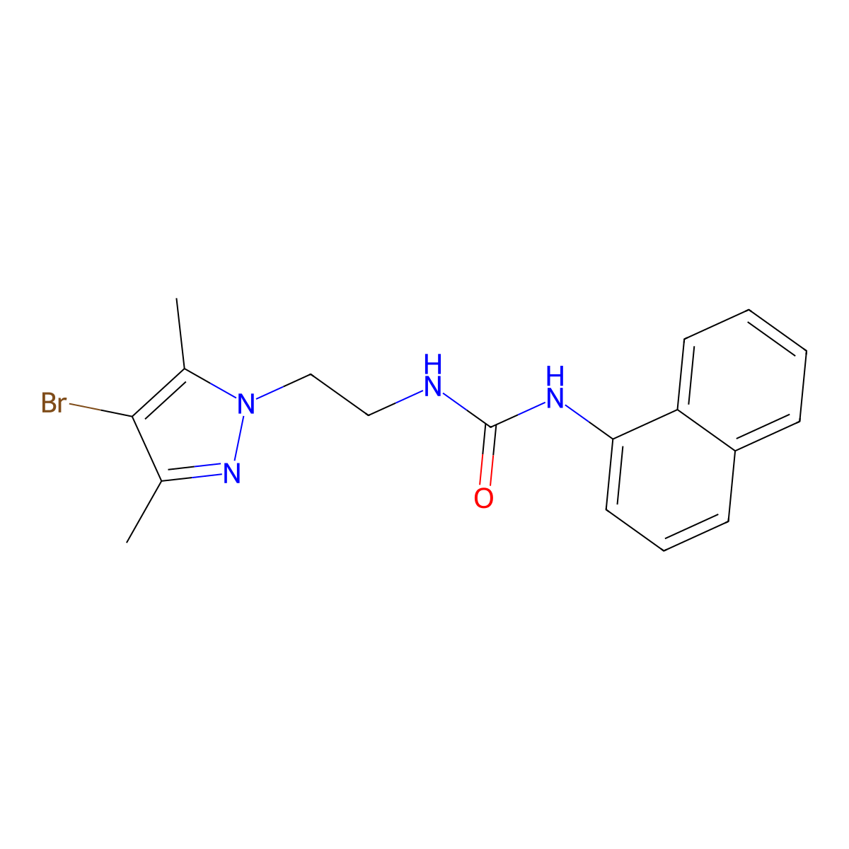1-[2-(4-Bromo-3,5-dimethylpyrazol-1-yl)ethyl]-3-naphthalen-1-ylurea molecular structure, CAS 1006350-60-2