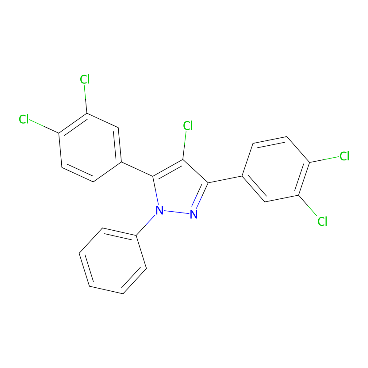 4-chloro-3,5-bis(3,4-dichlorophenyl)-1-phenyl-1H-pyrazole molecular structure, CAS 1006352-68-6