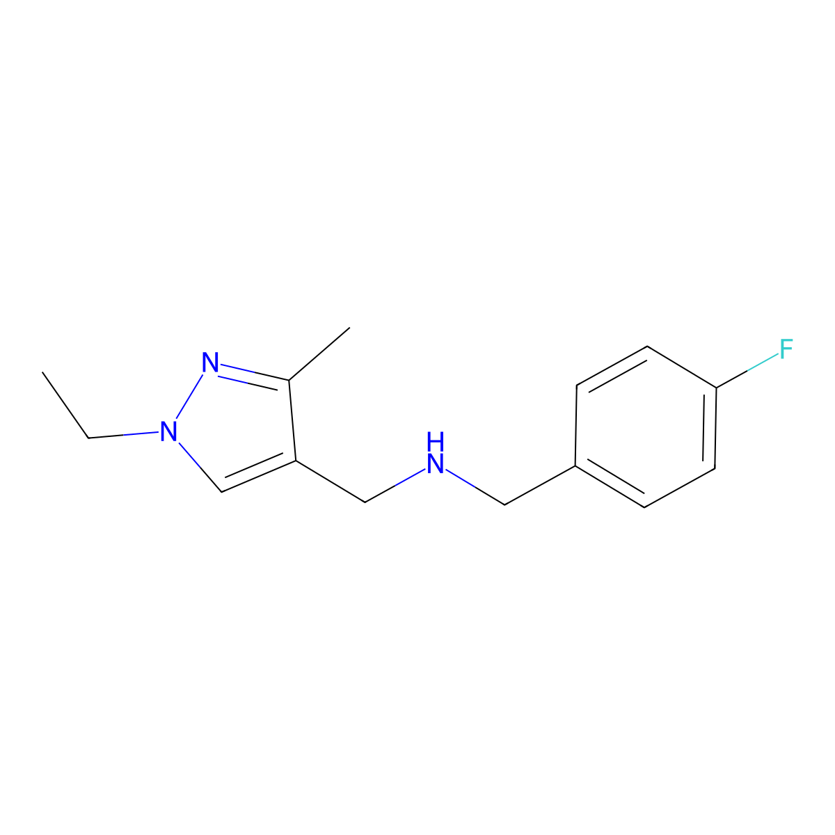 1-(1-ethyl-3-methyl-1H-pyrazol-4-yl)-N-(4-fluorobenzyl)methanamine molecular structure, CAS 1006352-79-9