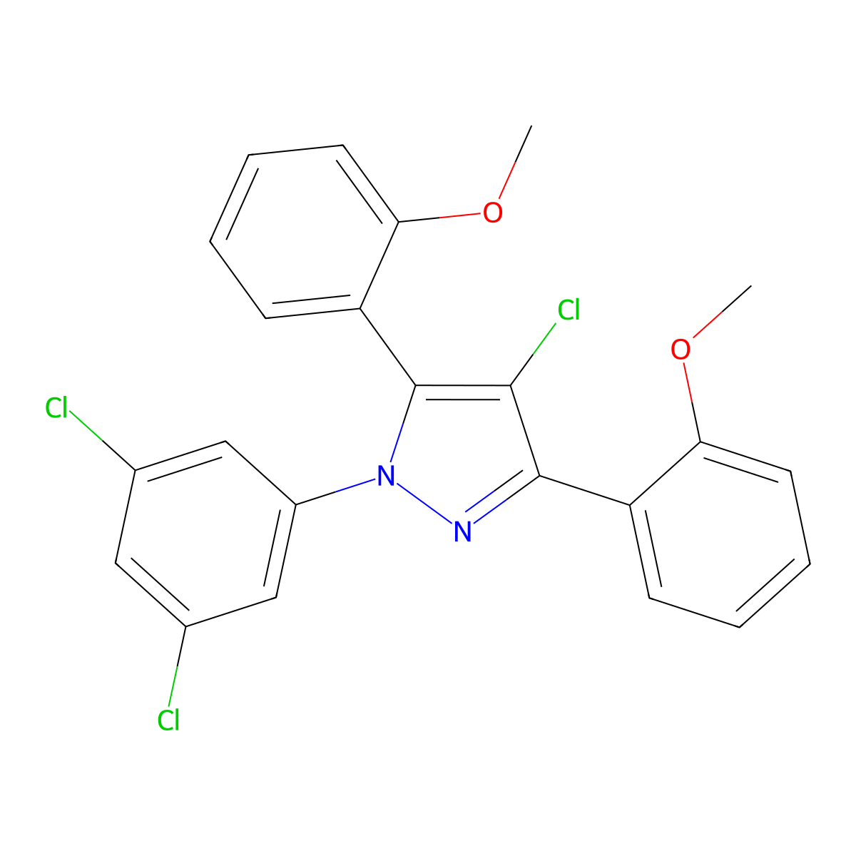 4-chloro-1-(3,5-dichlorophenyl)-3,5-bis(2-methoxyphenyl)-1H-pyrazole molecular structure, CAS 1006352-80-2