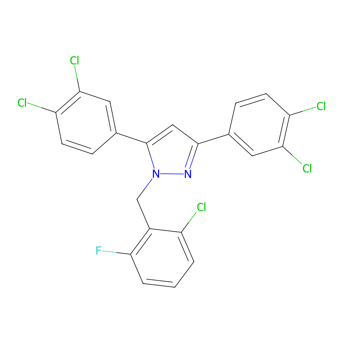 1-[(2-Chloro-6-fluorophenyl)methyl]-3,5-bis(3,4-dichlorophenyl)-1H-pyrazole molecular structure, CAS 1006352-96-0