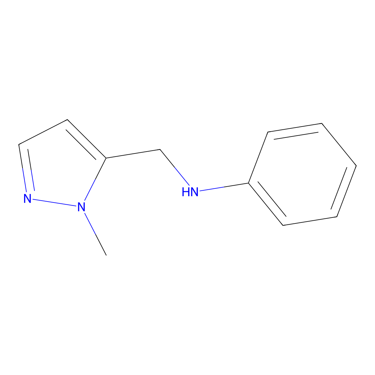 N-((1-Methyl-1H-pyrazol-5-yl)methyl)aniline molecular structure, CAS 1006352-98-2