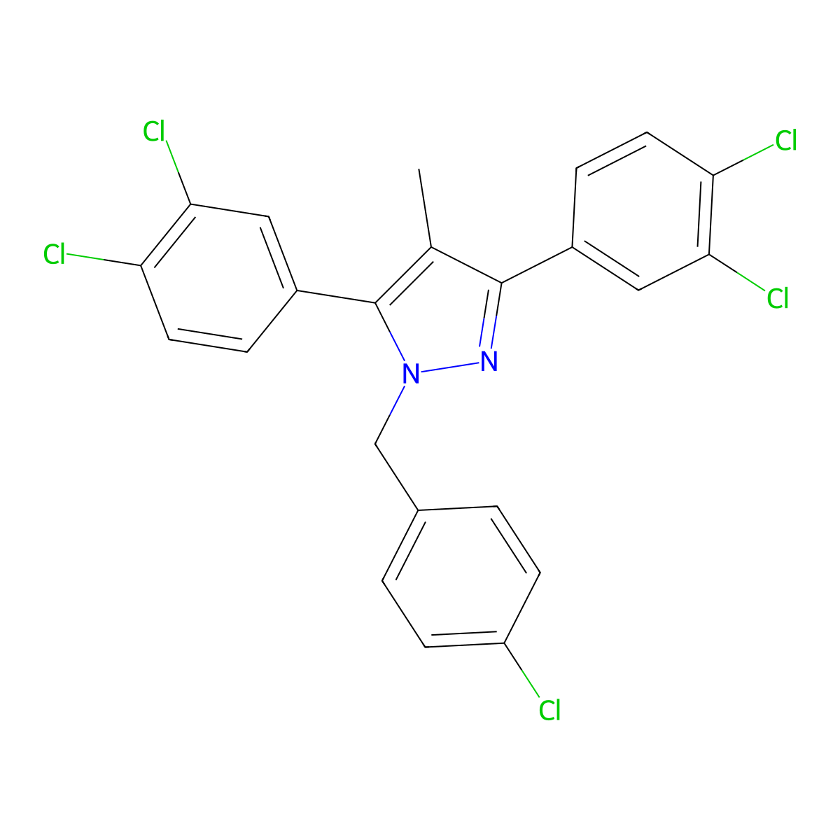1-(4-chlorobenzyl)-3,5-bis(3,4-dichlorophenyl)-4-methyl-1H-pyrazole molecular structure, CAS 1006353-02-1