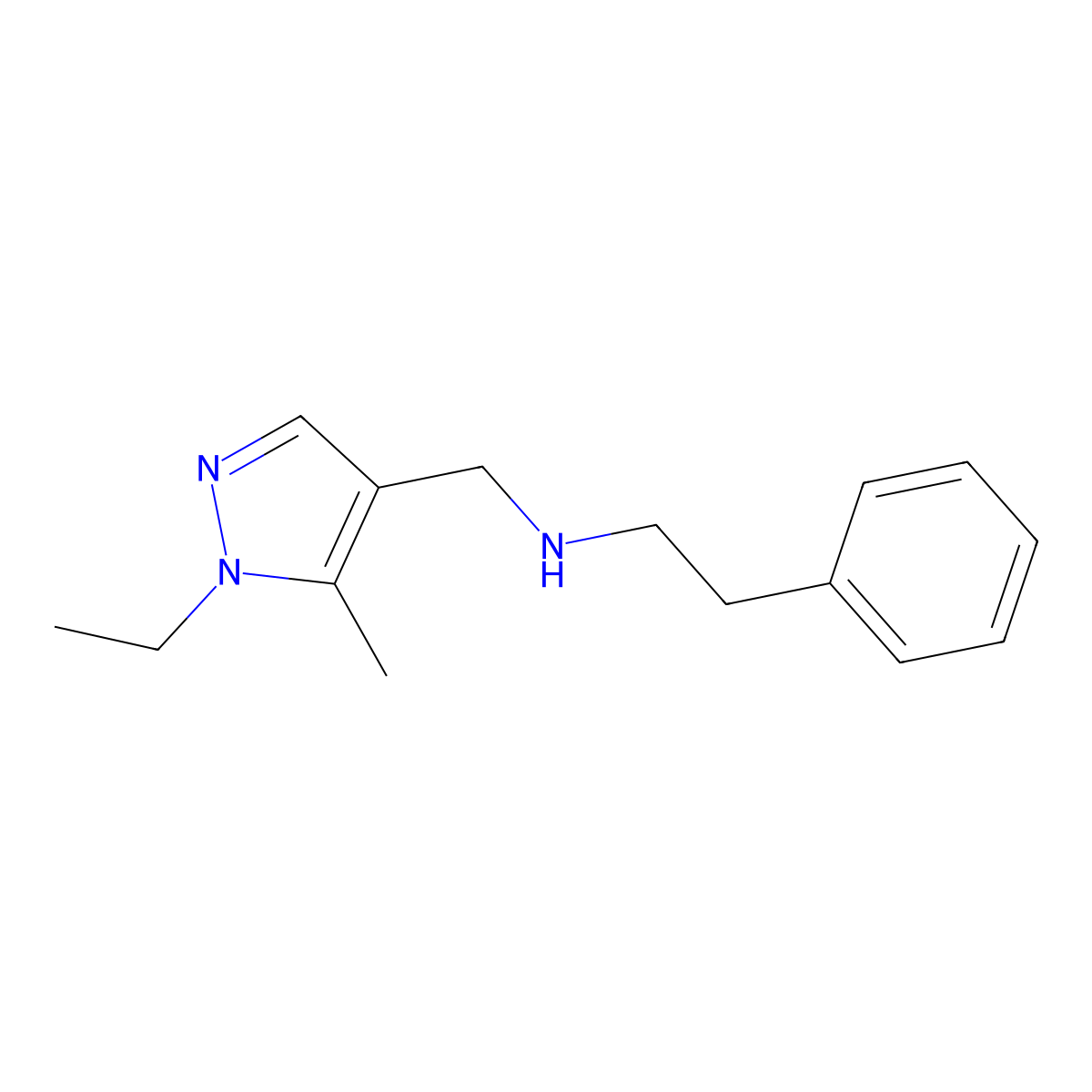 N-((1-Ethyl-5-methyl-1H-pyrazol-4-yl)methyl)-2-phenylethanamine molecular structure, CAS 1006353-22-5