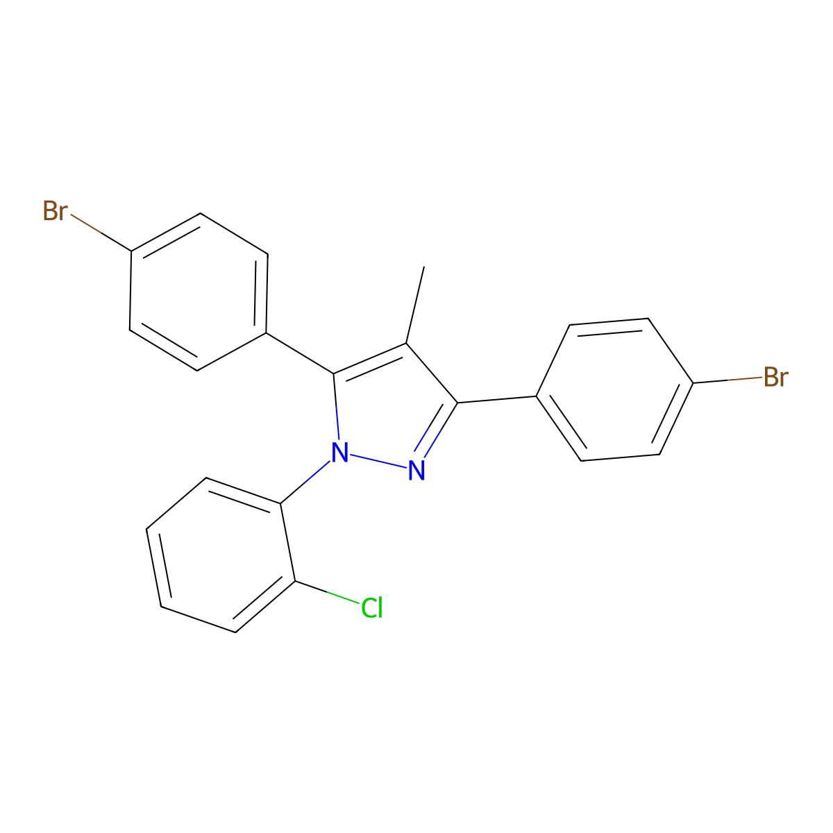 3,5-Bis(4-bromophenyl)-1-(2-chlorophenyl)-4-methylpyrazole molecular structure, CAS 1006354-45-5