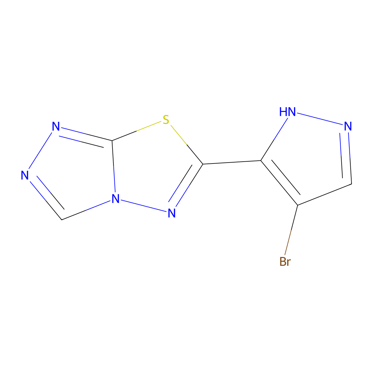 6-(4-bromo-1H-pyrazol-3-yl)[1,2,4]triazolo[3,4-b][1,3,4]thiadiazole molecular structure, CAS 1006355-56-1