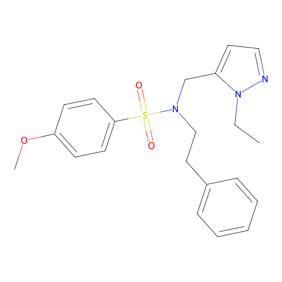 N-[(1-Ethyl-1H-pyrazol-5-yl)methyl]-4-methoxy-N-(2-phenylethyl)benzenesulfonamide molecular structure, CAS 1006356-16-6
