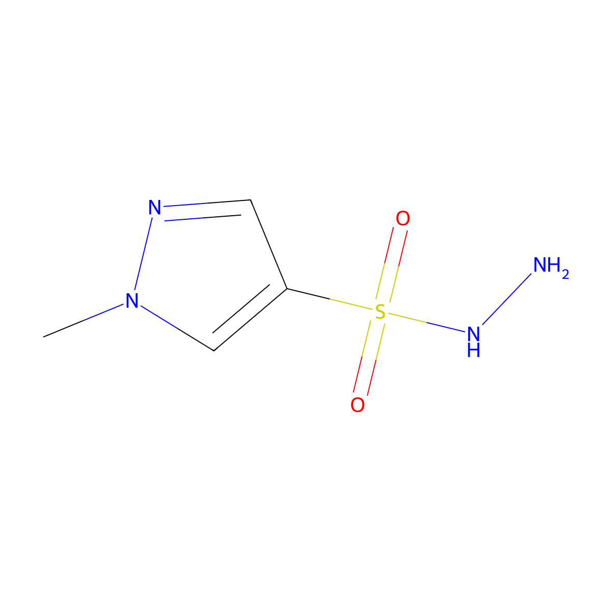1-methyl-1H-pyrazole-4-sulfonohydrazide molecular structure, CAS 1006356-34-8
