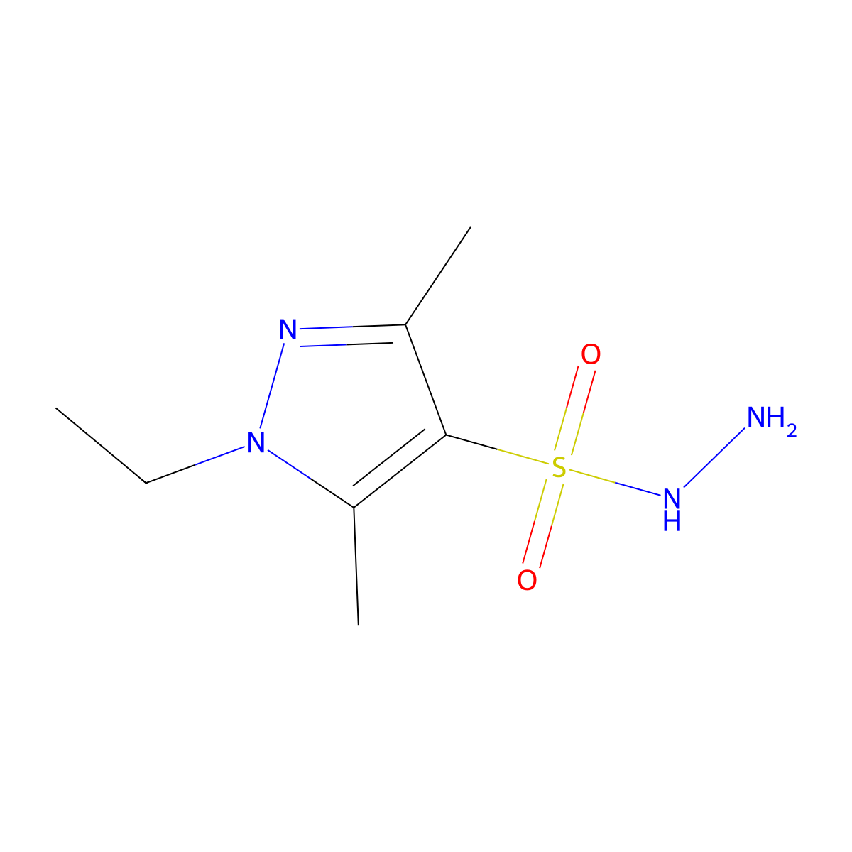 1-ethyl-3,5-dimethyl-1H-pyrazole-4-sulfonohydrazide molecular structure, CAS 1006356-40-6
