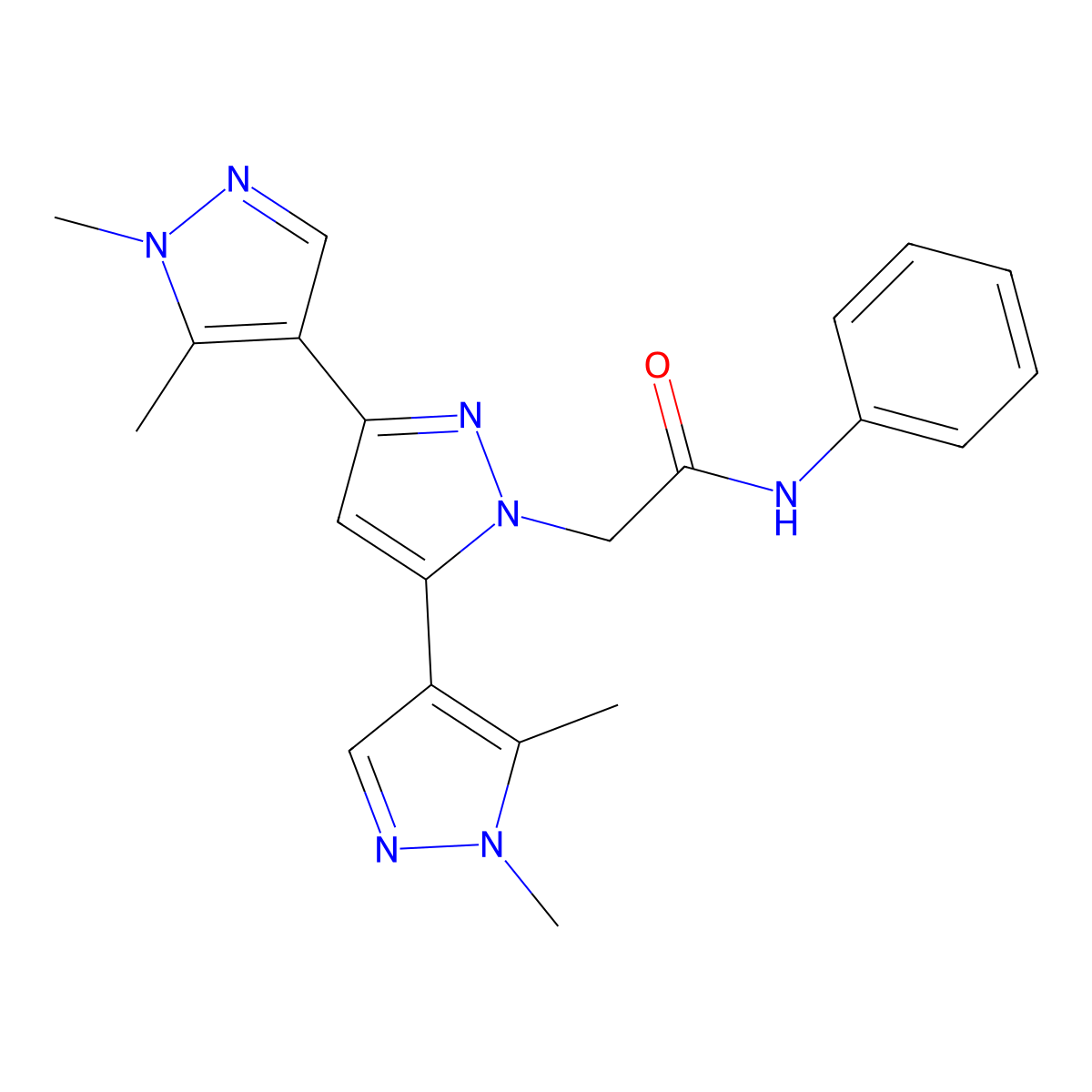 1,1a(2)a(2),5,5a(2)a(2)-Tetramethyl-N-phenyl[4,3a(2):5a(2),4a(2)a(2)-ter-1H-pyrazole]-1a(2)-acetamide molecular structure, CAS 1006356-57-5