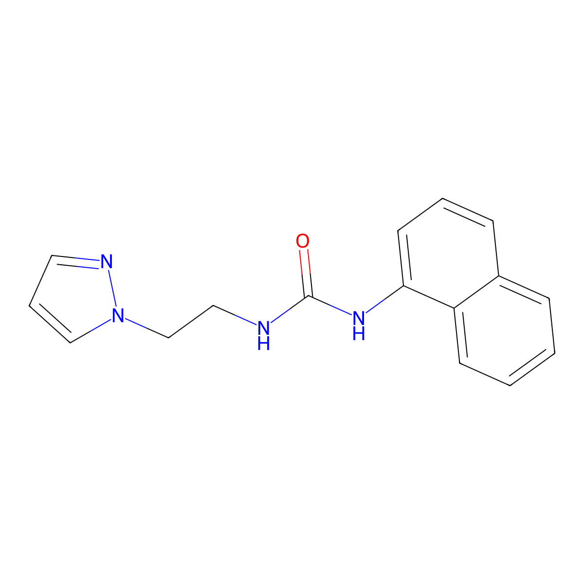 1-naphthalen-1-yl-3-[2-(1H-pyrazol-1-yl)ethyl]urea molecular structure, CAS 1006357-54-5