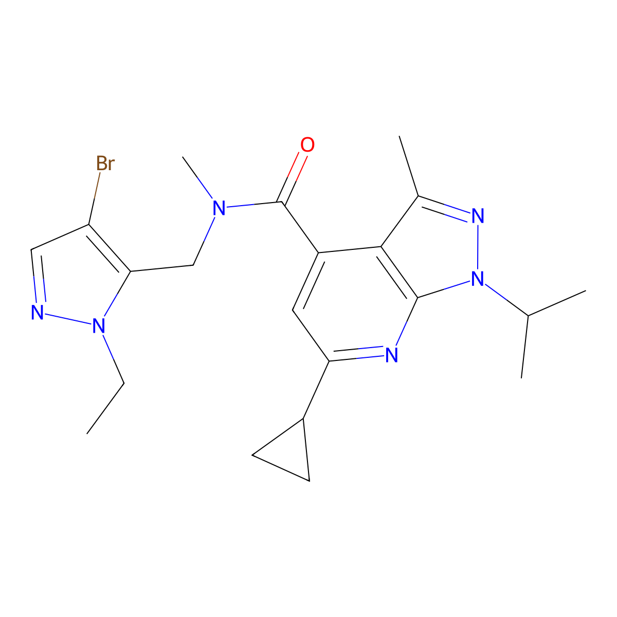 N-[(4-bromo-1-ethyl-1H-pyrazol-5-yl)methyl]-6-cyclopropyl-N,3-dimethyl-1-(propan-2-yl)-1H-pyrazolo[3,4-b]pyridine-4-carboxamide molecular structure, CAS 1006358-12-8
