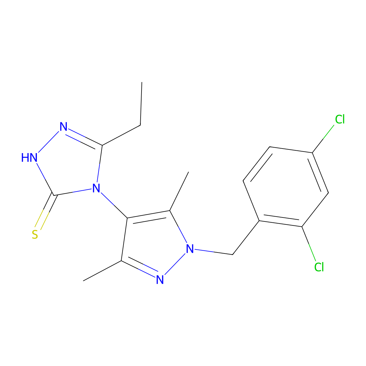 4-[1-(2,4-dichlorobenzyl)-3,5-dimethyl-1H-pyrazol-4-yl]-5-ethyl-4H-1,2,4-triazole-3-thiol molecular structure, CAS 1006358-33-3