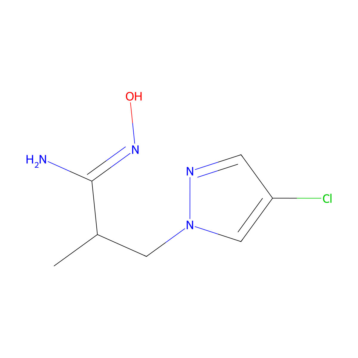 (1E)-3-(4-chloro-1H-pyrazol-1-yl)-N'-hydroxy-2-methylpropanimidamide molecular structure, CAS 1006360-94-6