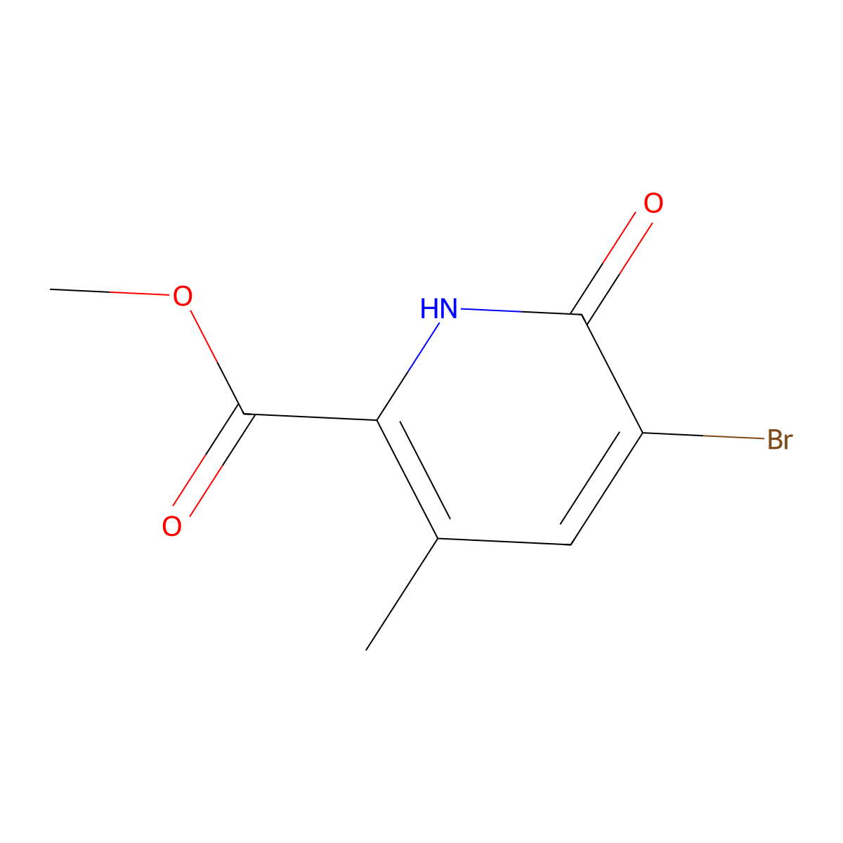 Methyl 5-bromo-3-methyl-6-oxo-1,6-dihydropyridine-2-carboxylate molecular structure, CAS 1006365-26-9