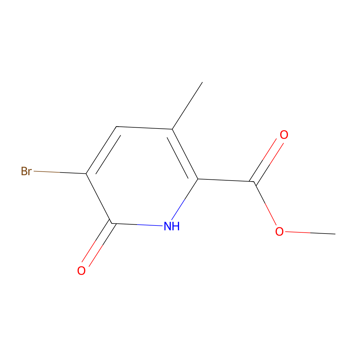 Methyl 5-bromo-3-methyl-6-oxo-1,6-dihydropyridine-2-carboxylate molecular structure, CAS 1006365-26-9