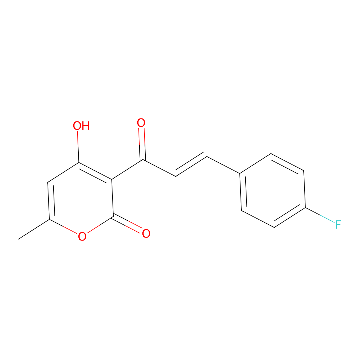 (E)-3-(3-(4-fluorophenyl)acryloyl)-4-hydroxy-6-methyl-2H-pyran-2-one molecular structure, CAS 1006372-29-7