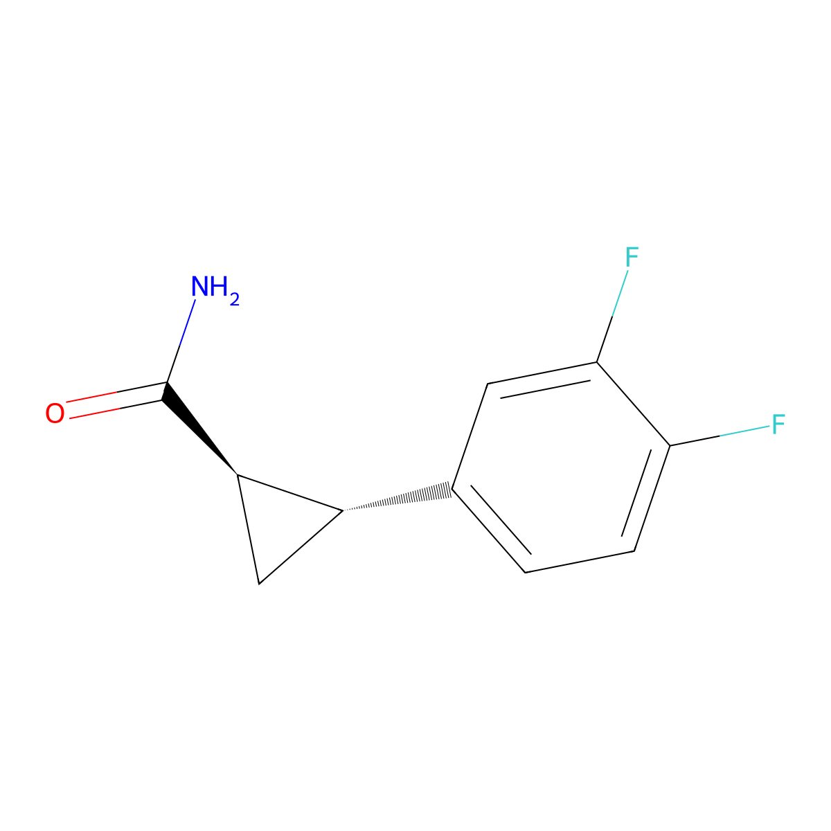 (1R,2R)-2-(3,4-difluorophenyl)cyclopropane-1-carboxamide molecular structure, CAS 1006376-62-0