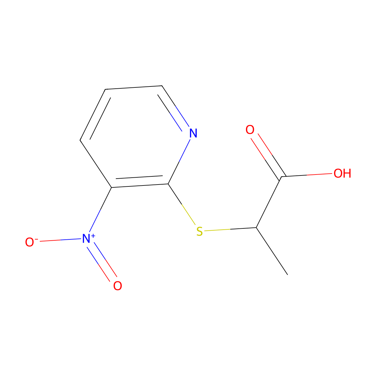 2-(3-nitropyridin-2-yl)sulfanylpropanoic Acid molecular structure, CAS 100638-02-6