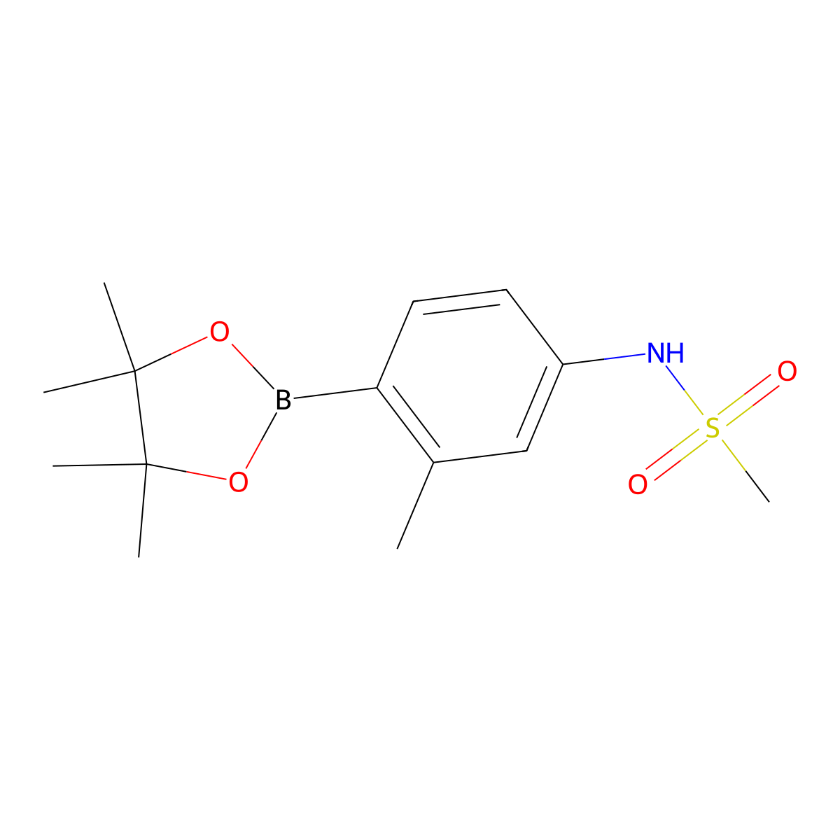 N-(3-methyl-4-(4,4,5,5-tetramethyl-1,3,2-dioxaborolan-2-yl)phenyl)methanesulfonamide molecular structure, CAS 1006380-18-2