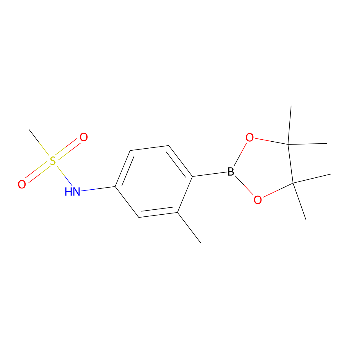 N-(3-methyl-4-(4,4,5,5-tetramethyl-1,3,2-dioxaborolan-2-yl)phenyl)methanesulfonamide molecular structure, CAS 1006380-18-2