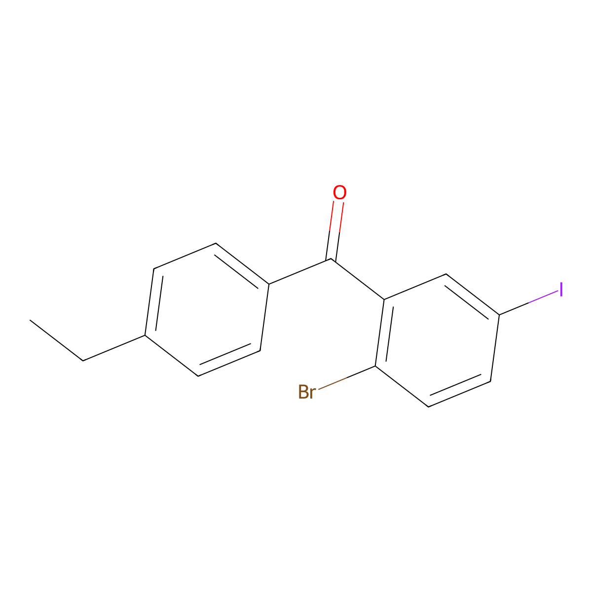 (2-bromo-5-iodophenyl)(4-ethylphenyl)Methanone molecular structure, CAS 1006383-22-7