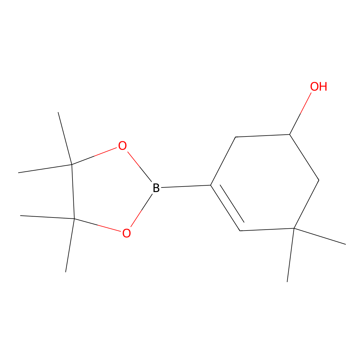 3-Cyclohexen-1-ol, 5,5-dimethyl-3-(4,4,5,5-tetramethyl-1,3,2-dioxaborolan-2-yl)- molecular structure, CAS 1006389-64-5