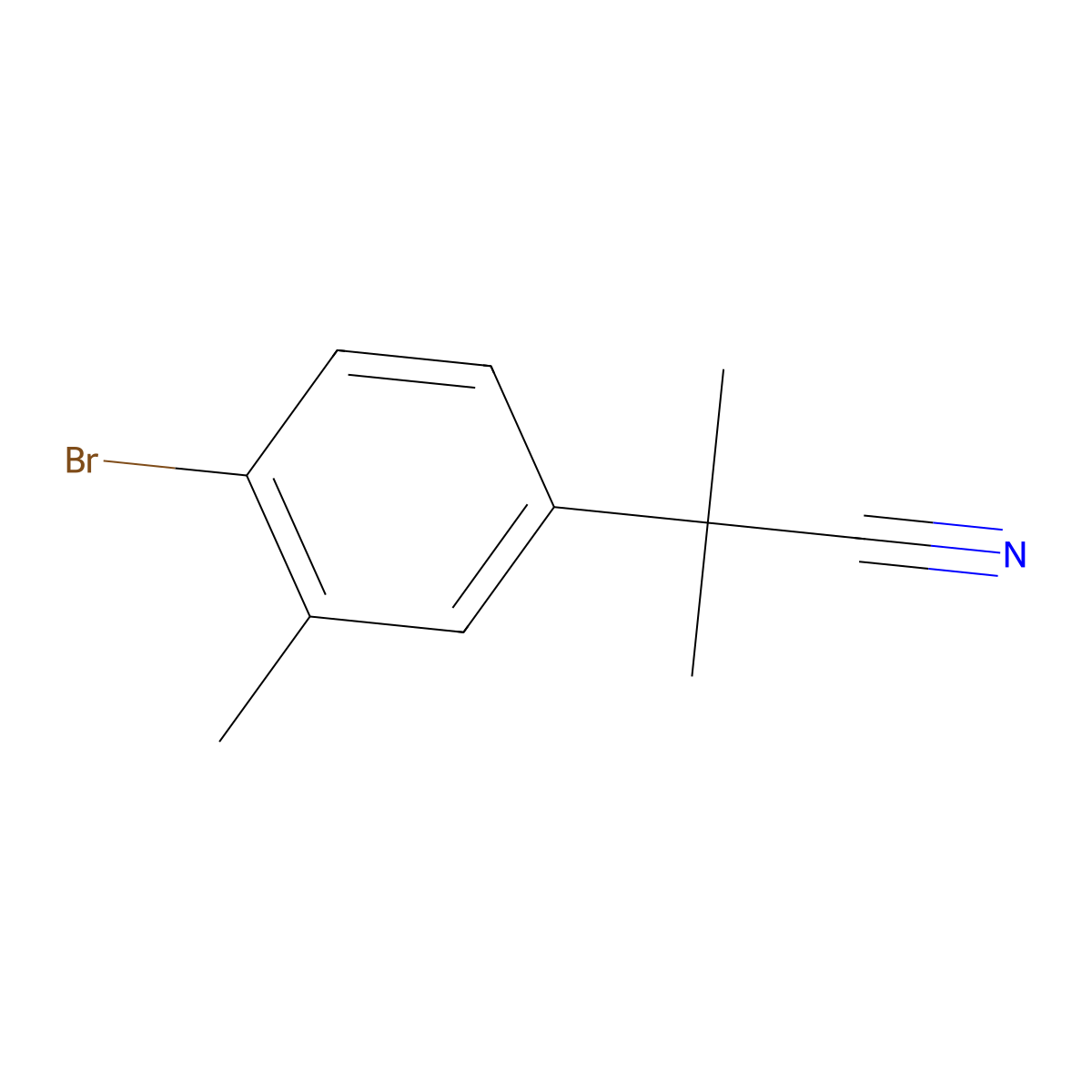 2-(4-Bromo-3-methylphenyl)-2-methylpropanenitrile molecular structure, CAS 1006390-25-5