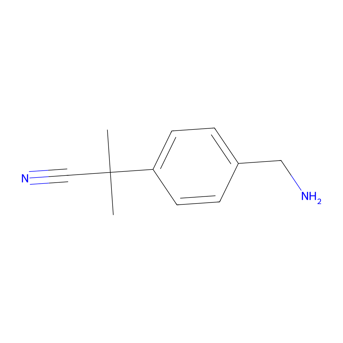 2-[4-(Aminomethyl)phenyl]-2-methylpropanenitrile molecular structure, CAS 1006390-32-4