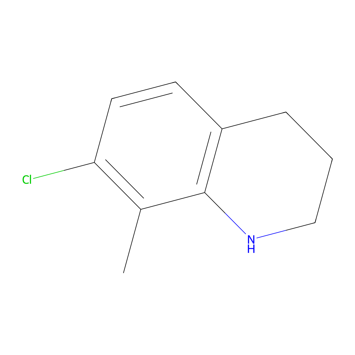 7-Chloro-8-methyl-1,2,3,4-tetrahydroquinoline molecular structure, CAS 100642-29-3