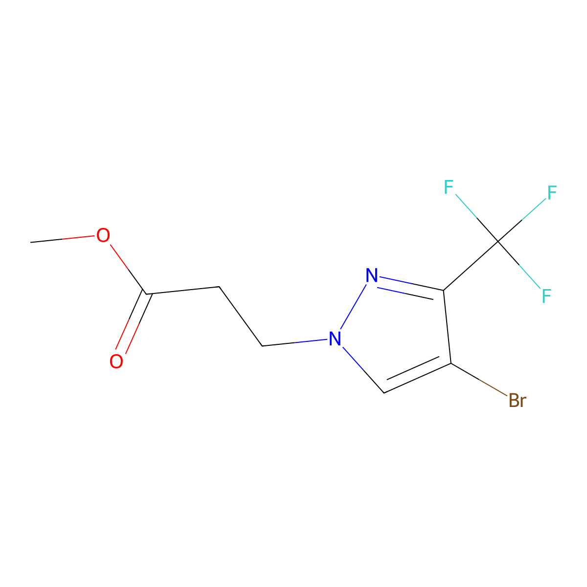 Methyl 3-(4-bromo-3-(trifluoromethyl)-1H-pyrazol-1-yl)propanoate molecular structure, CAS 1006432-21-8
