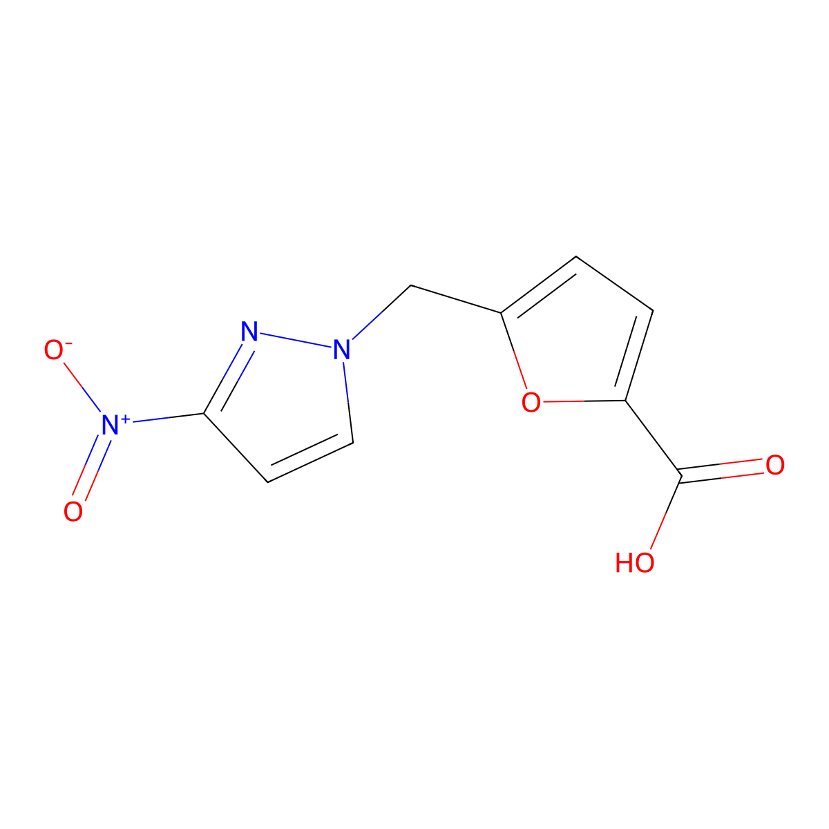 5-[(3-nitro-1H-pyrazol-1-yl)methyl]-2-furoic acid molecular structure, CAS 1006432-94-5