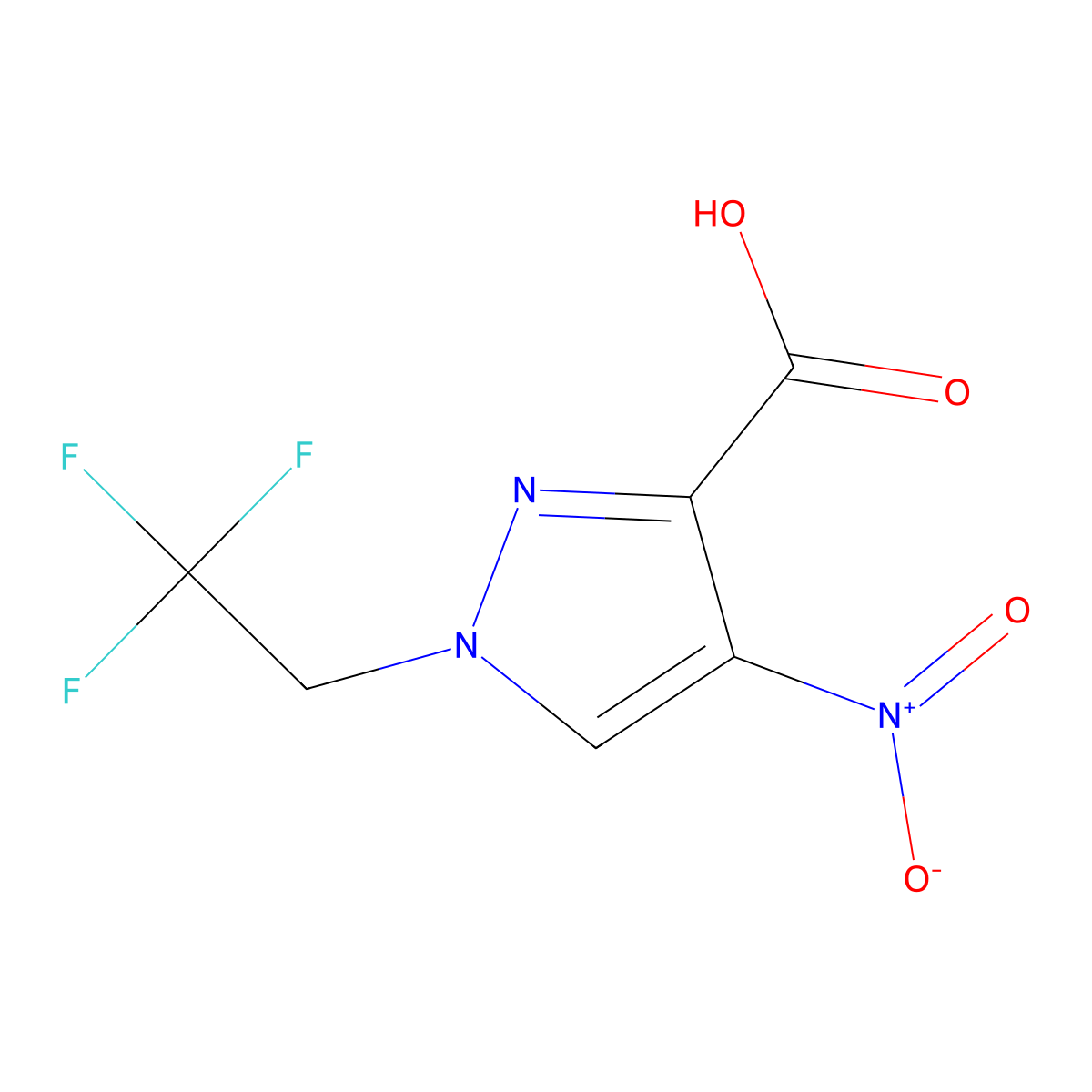 4-nitro-1-(2,2,2-trifluoroethyl)-1H-pyrazole-3-carboxylic acid molecular structure, CAS 1006433-24-4