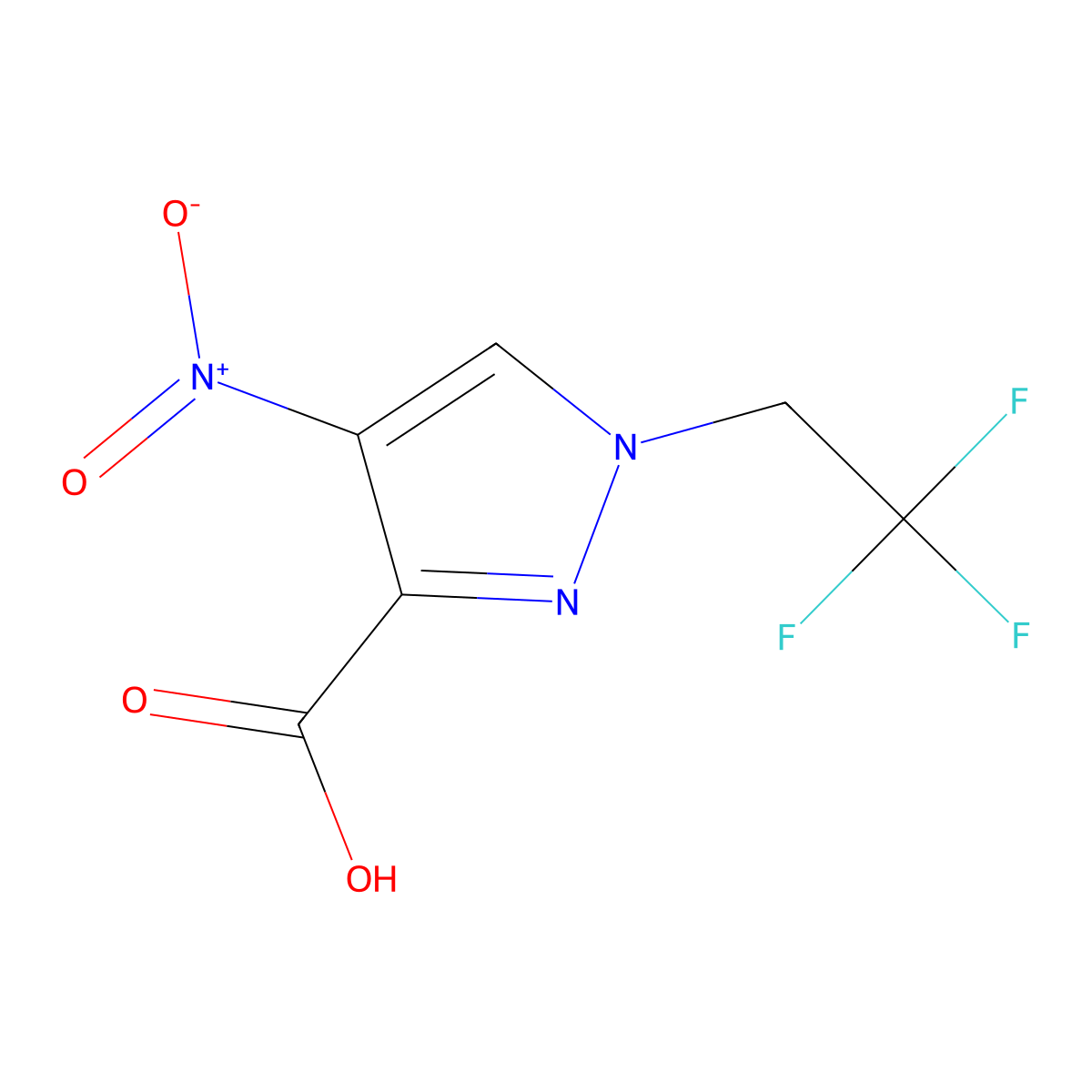 4-nitro-1-(2,2,2-trifluoroethyl)-1H-pyrazole-3-carboxylic acid molecular structure, CAS 1006433-24-4