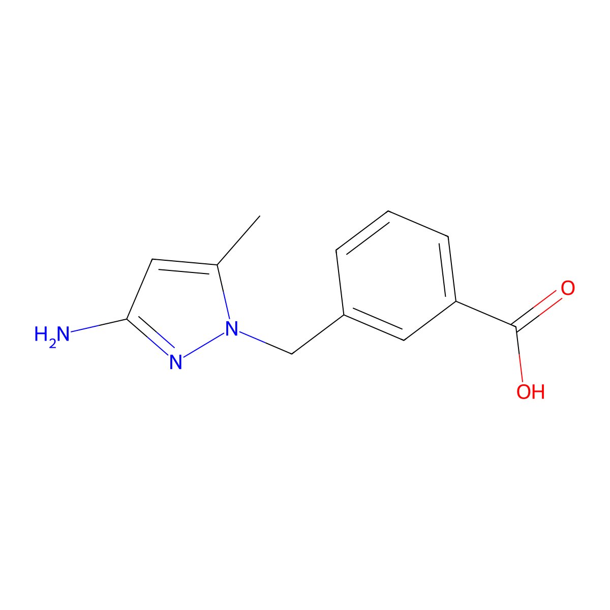 3-[(3-amino-5-methyl-1H-pyrazol-1-yl)methyl]benzoic acid molecular structure, CAS 1006433-75-5