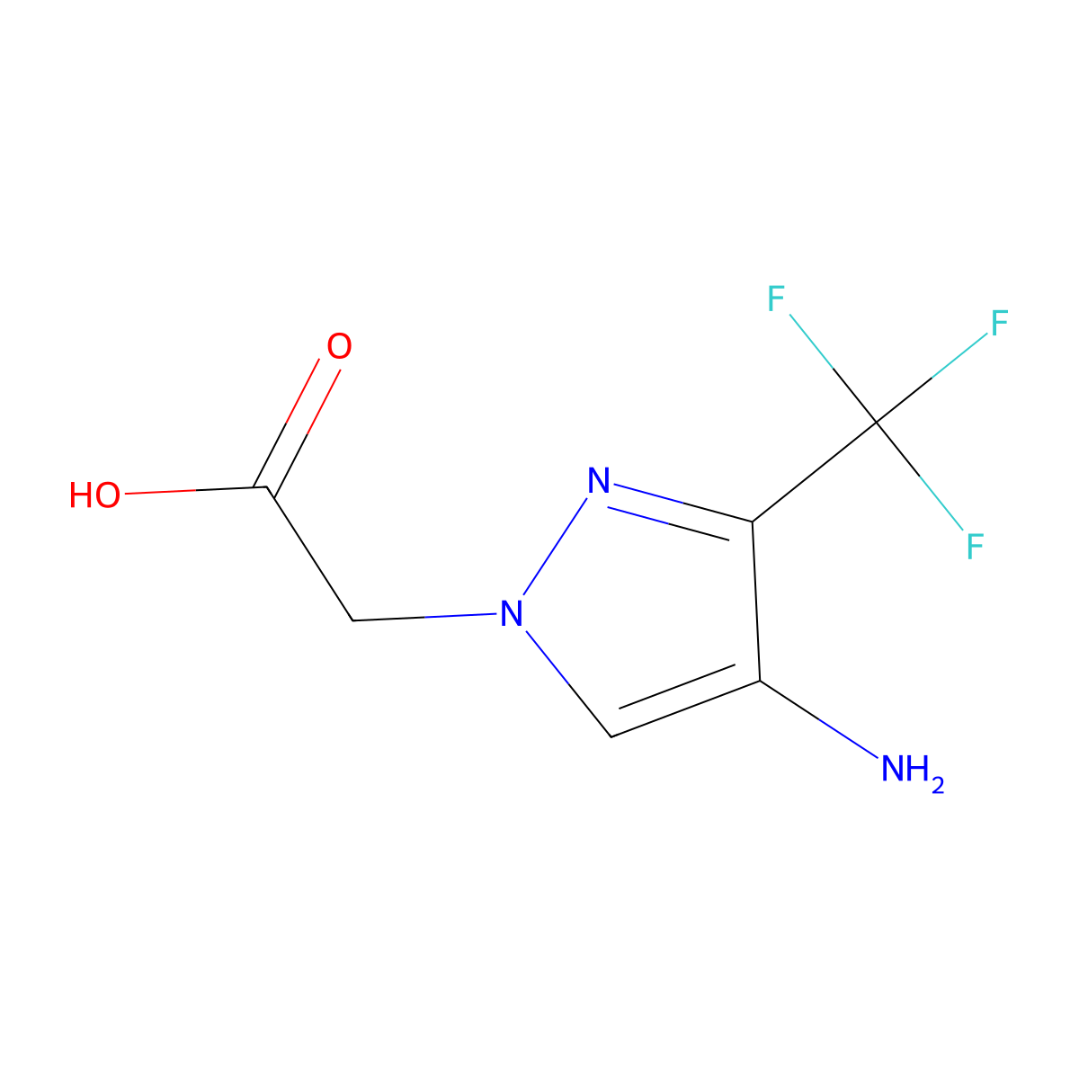 2-(4-Amino-3-(trifluoromethyl)-1H-pyrazol-1-yl)acetic acid molecular structure, CAS 1006433-79-9