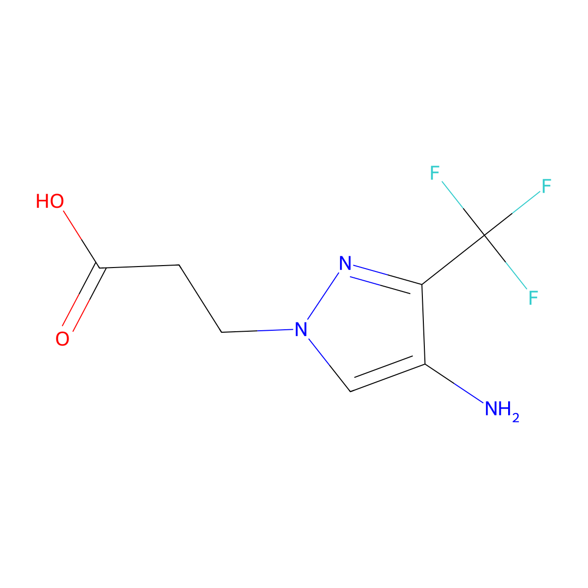 3-(4-Amino-3-(trifluoromethyl)-1H-pyrazol-1-yl)propanoic acid molecular structure, CAS 1006433-82-4