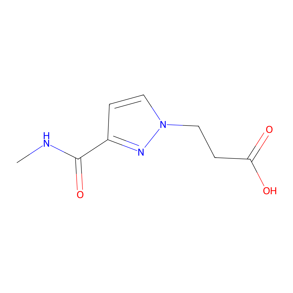 3-(3-(Methylcarbamoyl)-1H-pyrazol-1-YL)propanoic acid molecular structure, CAS 1006435-13-7