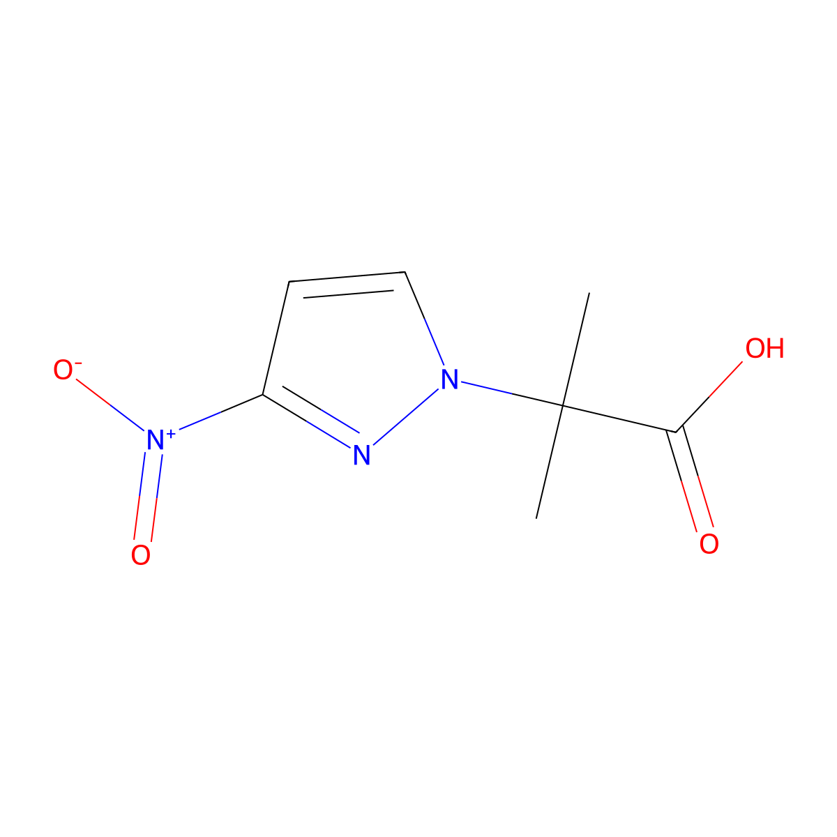 2-methyl-2-(3-nitro-1H-pyrazol-1-yl)propanoic acid molecular structure, CAS 1006435-66-0
