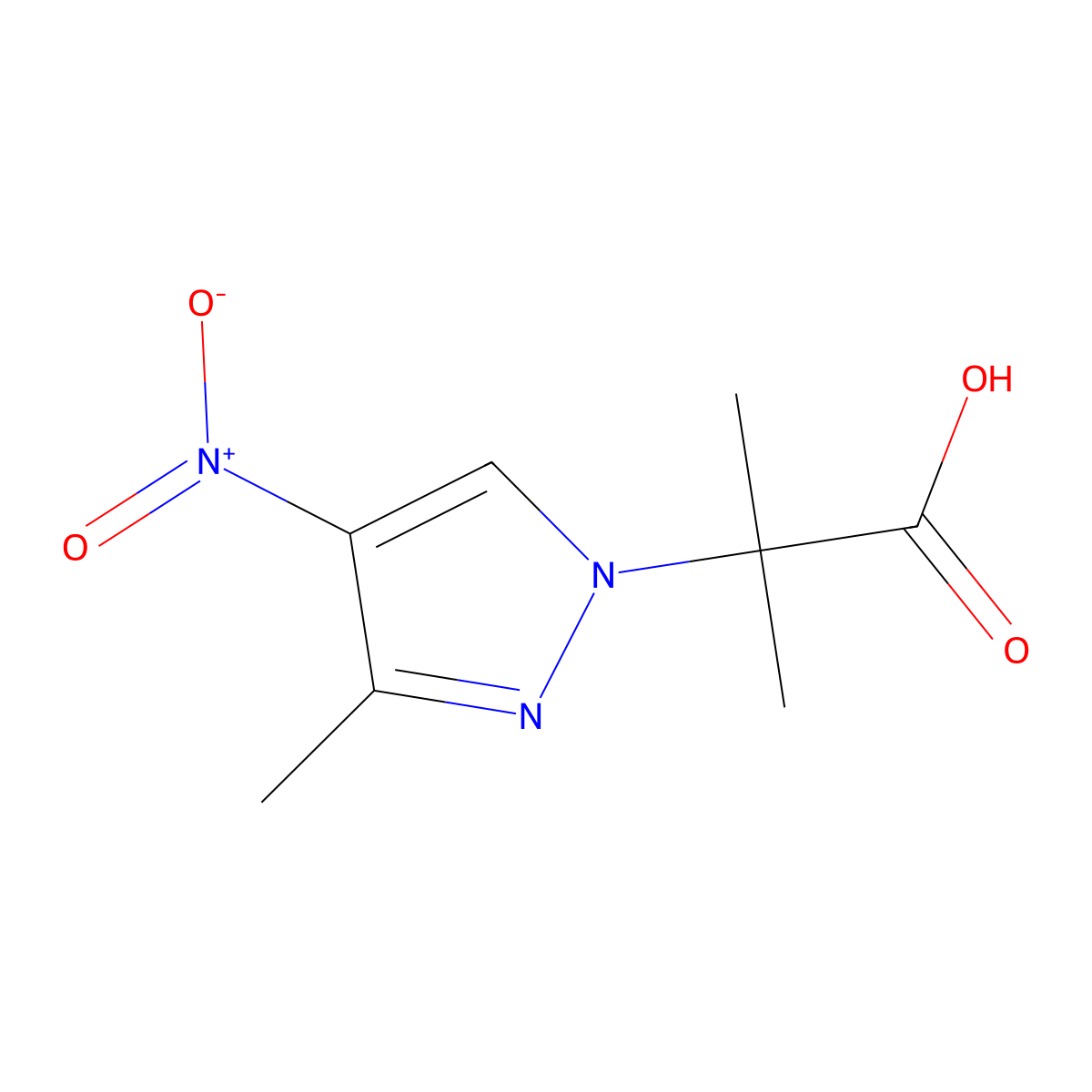 2-Methyl-2-(3-methyl-4-nitro-1H-pyrazol-1-YL)propanoic acid molecular structure, CAS 1006435-72-8