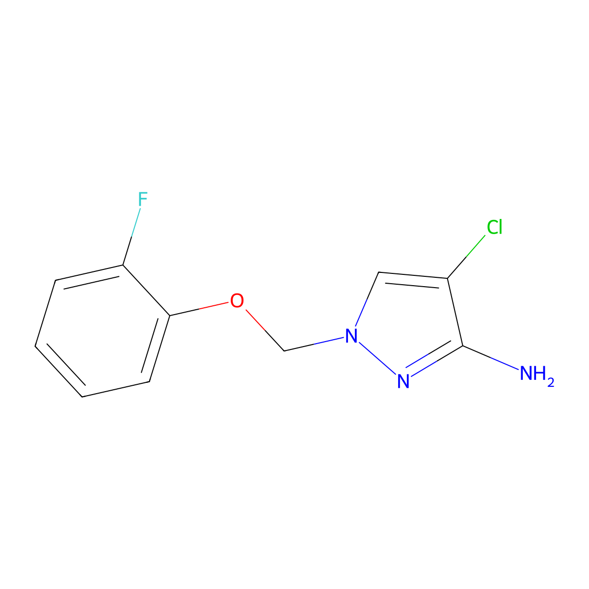 4-chloro-1-[(2-fluorophenoxy)methyl]-1H-pyrazol-3-amine molecular structure, CAS 1006435-98-8