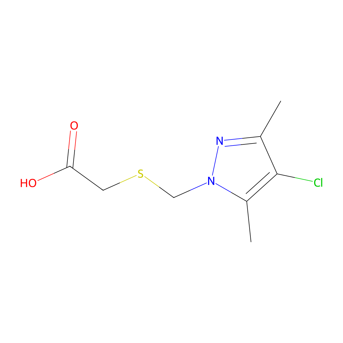 {[(4-Chloro-3,5-dimethyl-1H-pyrazol-1-YL)methyl]thio}acetic acid molecular structure, CAS 1006436-36-7