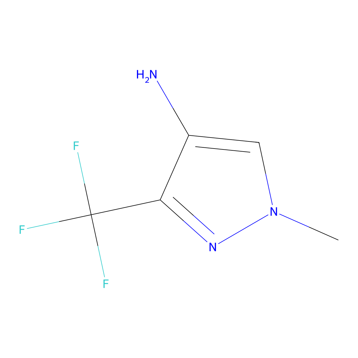 1-Methyl-3-(trifluoromethyl)-1H-pyrazol-4-amine molecular structure, CAS 1006436-44-7