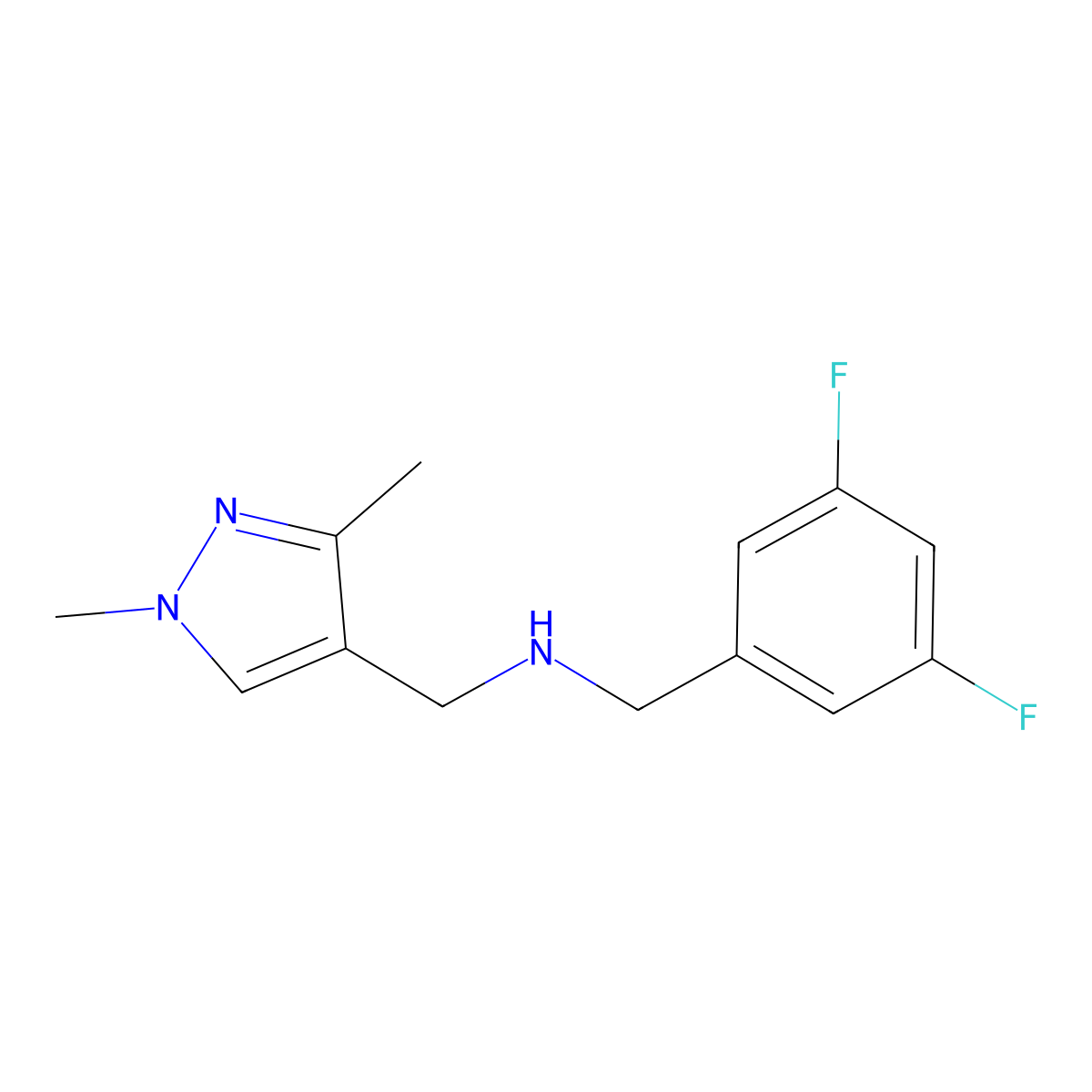 N-(3,5-Difluorobenzyl)-1-(1,3-dimethyl-1H-pyrazol-4-yl)methanamine molecular structure, CAS 1006436-76-5