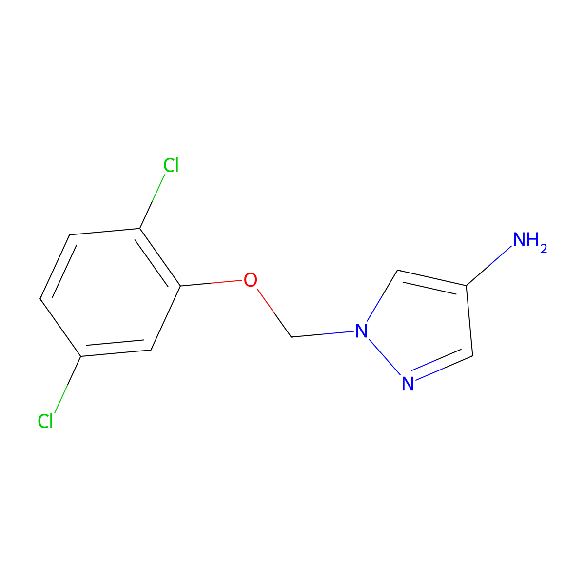 1-((2,5-Dichlorophenoxy)methyl)-1H-pyrazol-4-amine molecular structure, CAS 1006437-13-3