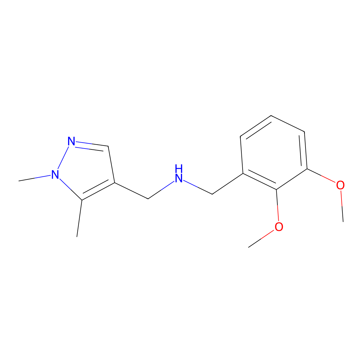 N-(2,3-Dimethoxybenzyl)-1-(1,5-dimethyl-1H-pyrazol-4-yl)methanamine molecular structure, CAS 1006437-15-5