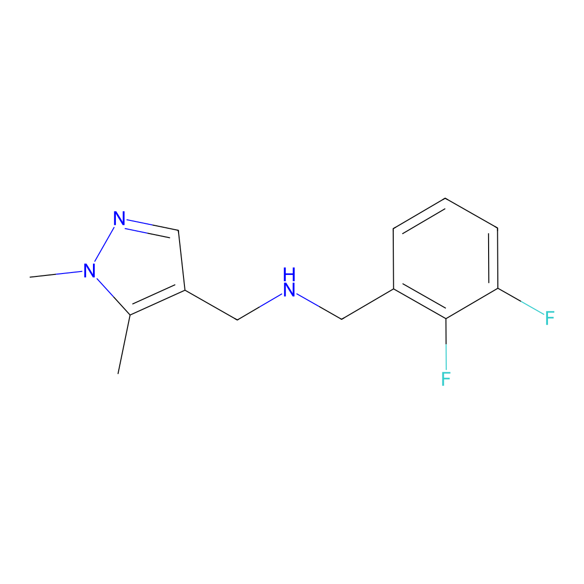 N-(2,3-Difluorobenzyl)-1-(1,5-dimethyl-1H-pyrazol-4-yl)methanamine molecular structure, CAS 1006437-26-8