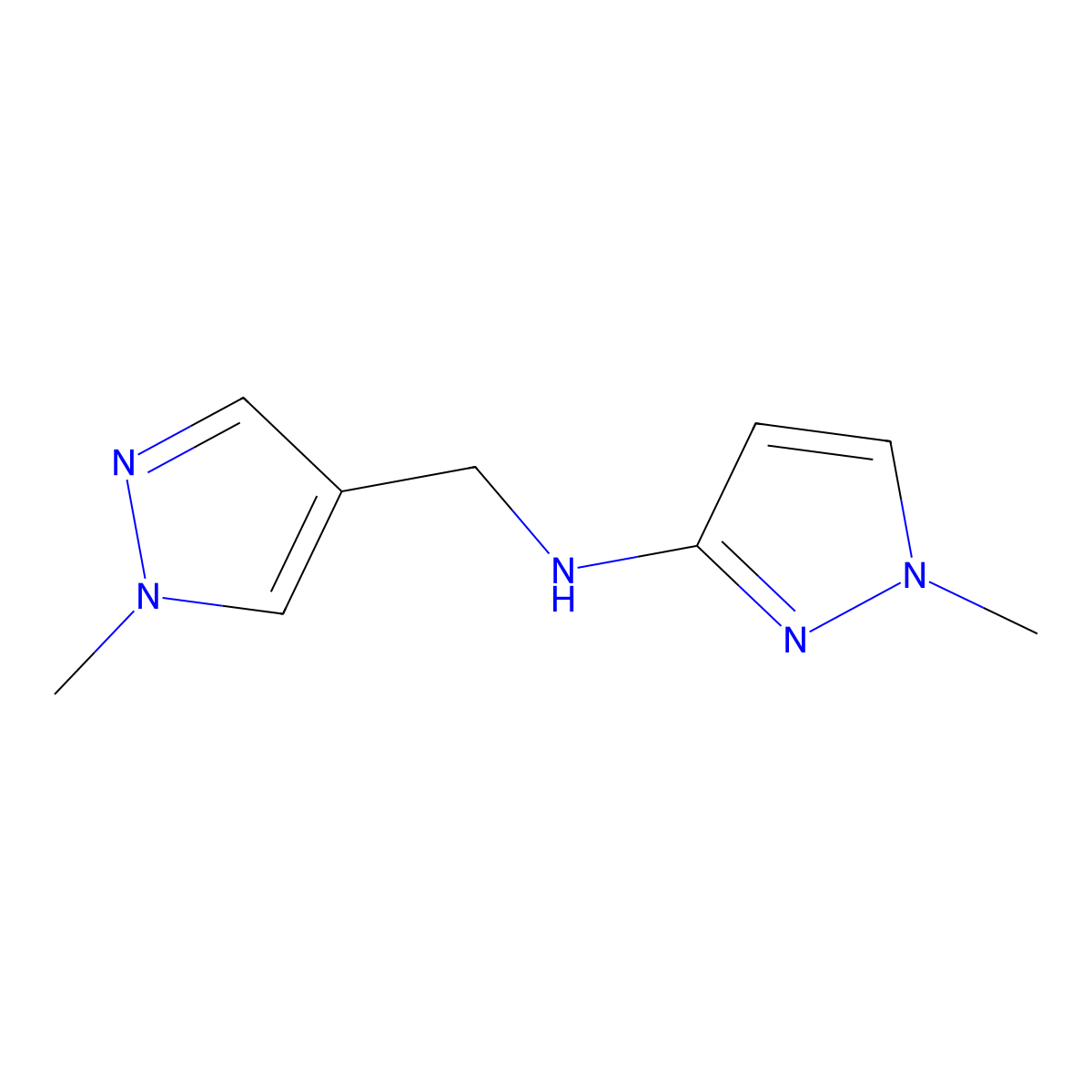 1-Methyl-N-[(1-methyl-1H-pyrazol-4-YL)methyl]-1H-pyrazol-3-amine molecular structure, CAS 1006439-69-5